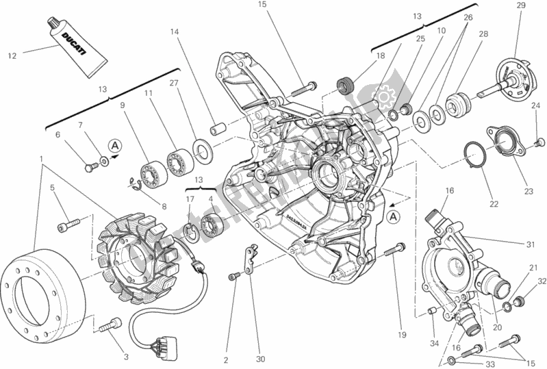 All parts for the Generator Cover of the Ducati Diavel Carbon 1200 2012